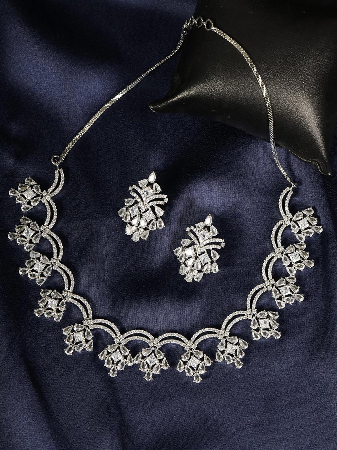 priyaasi silver-plated american diamond-studded handcrafted jewellery set