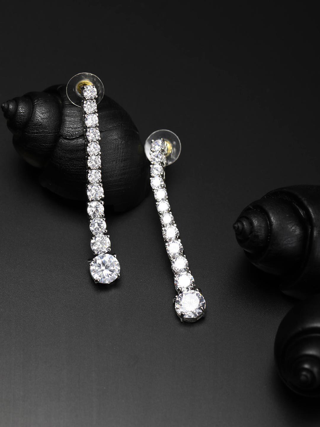 priyaasi silver-plated contemporary drop earrings