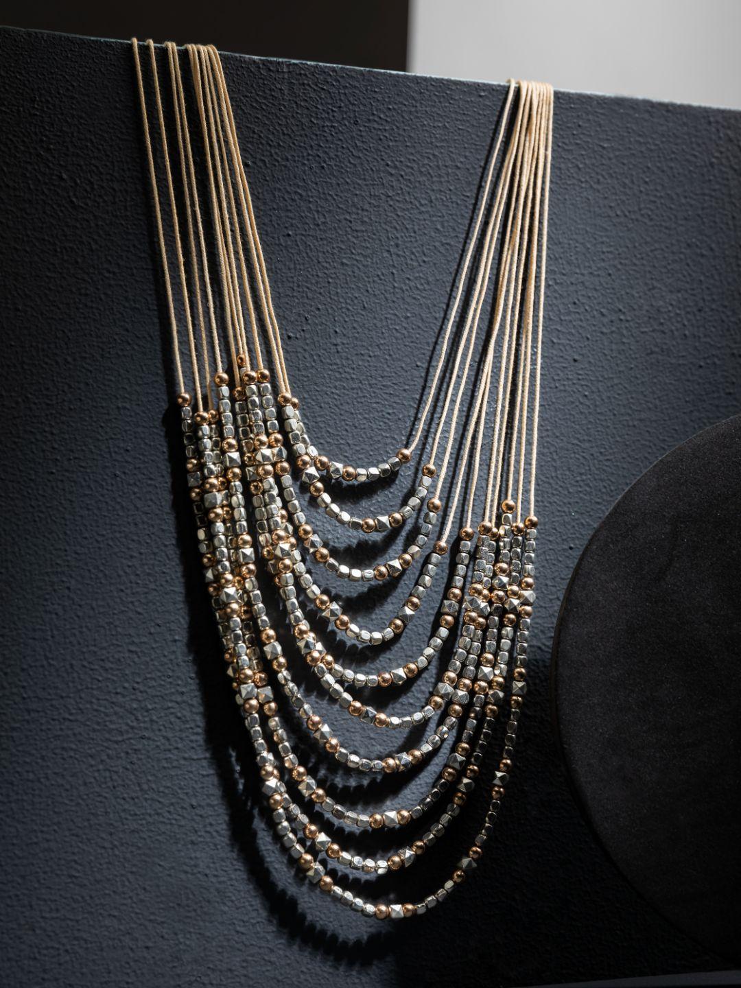 priyaasi silver-plated multilayer beaded necklace