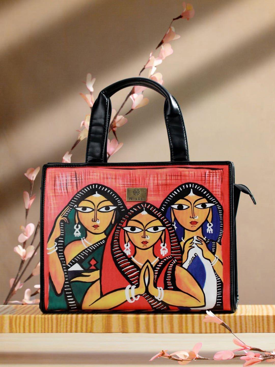 priyaasi black tribal naari digital print tote bag