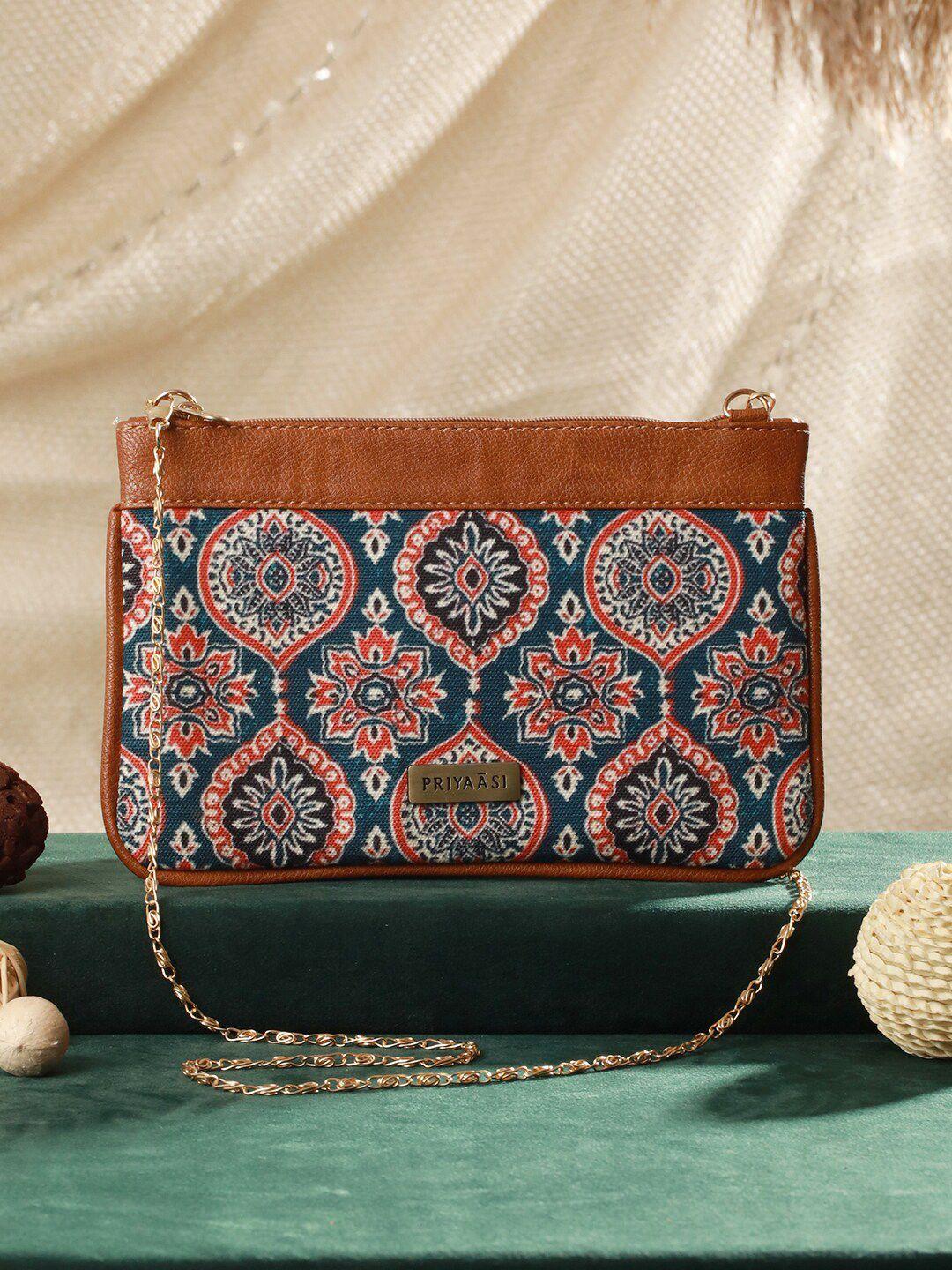 priyaasi ethnic motifs printed pu sling bag