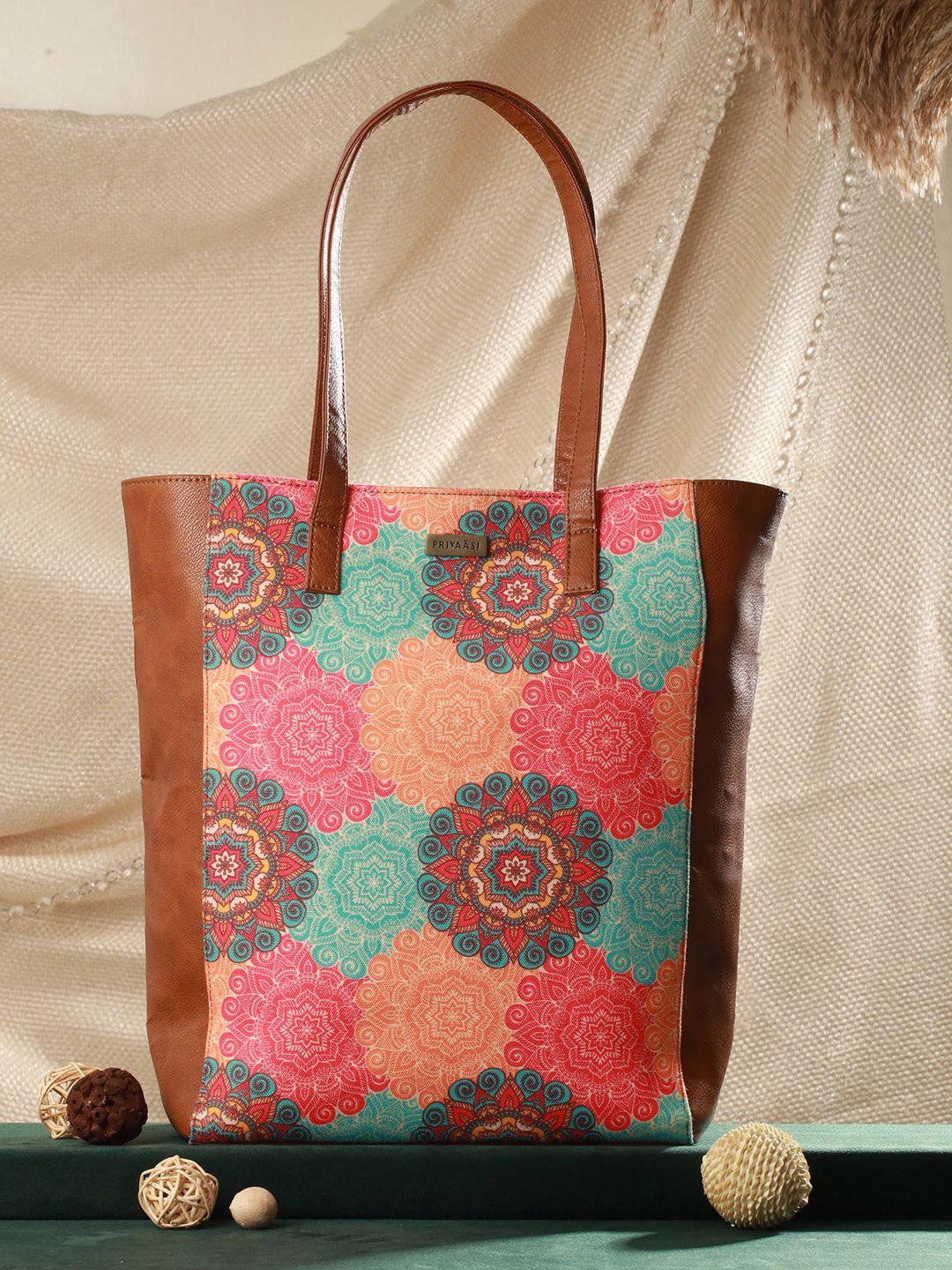 priyaasi floral pu oversized shopper tote bag