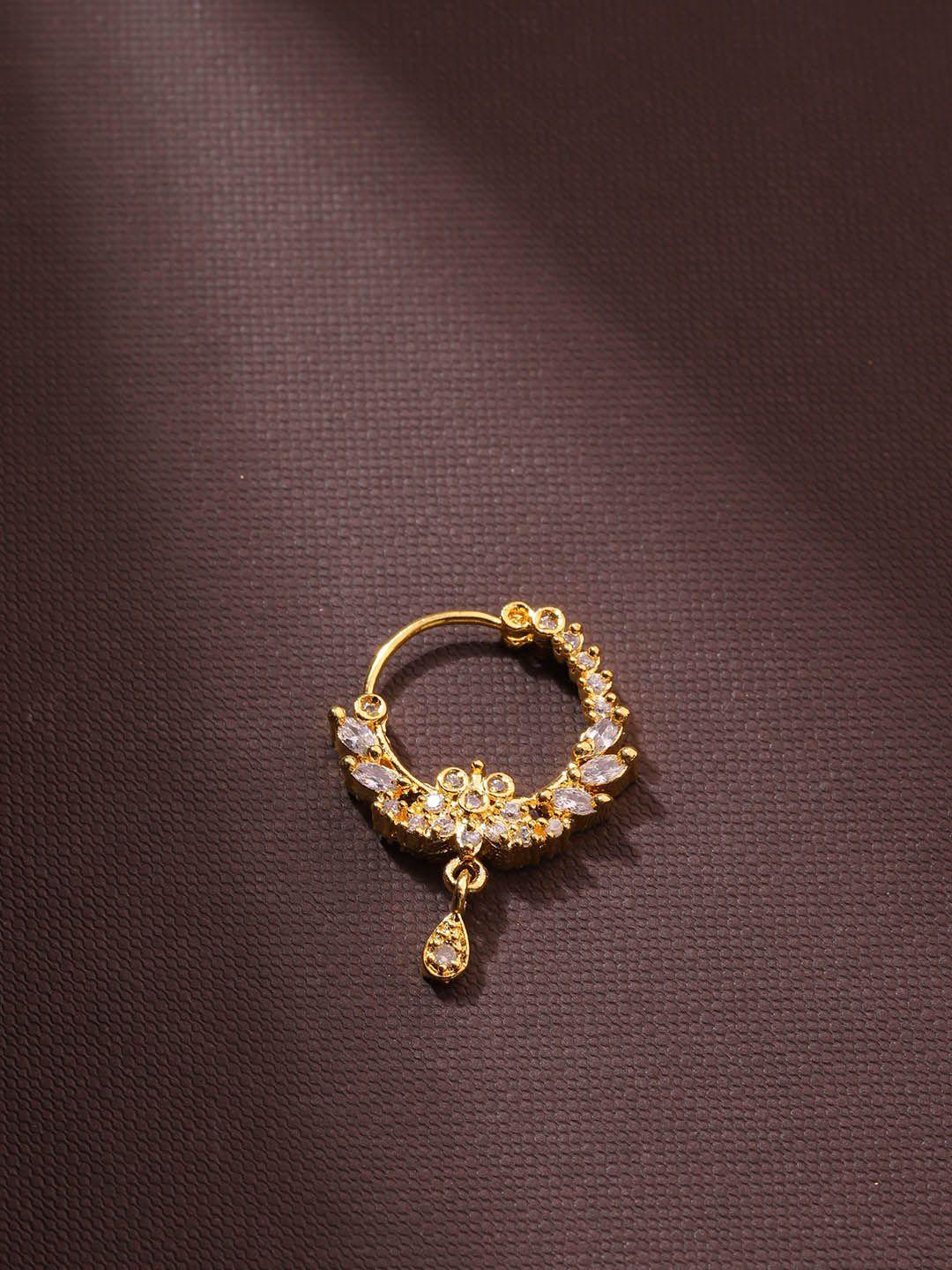 priyaasi gold-plated american diamond studded nose ring