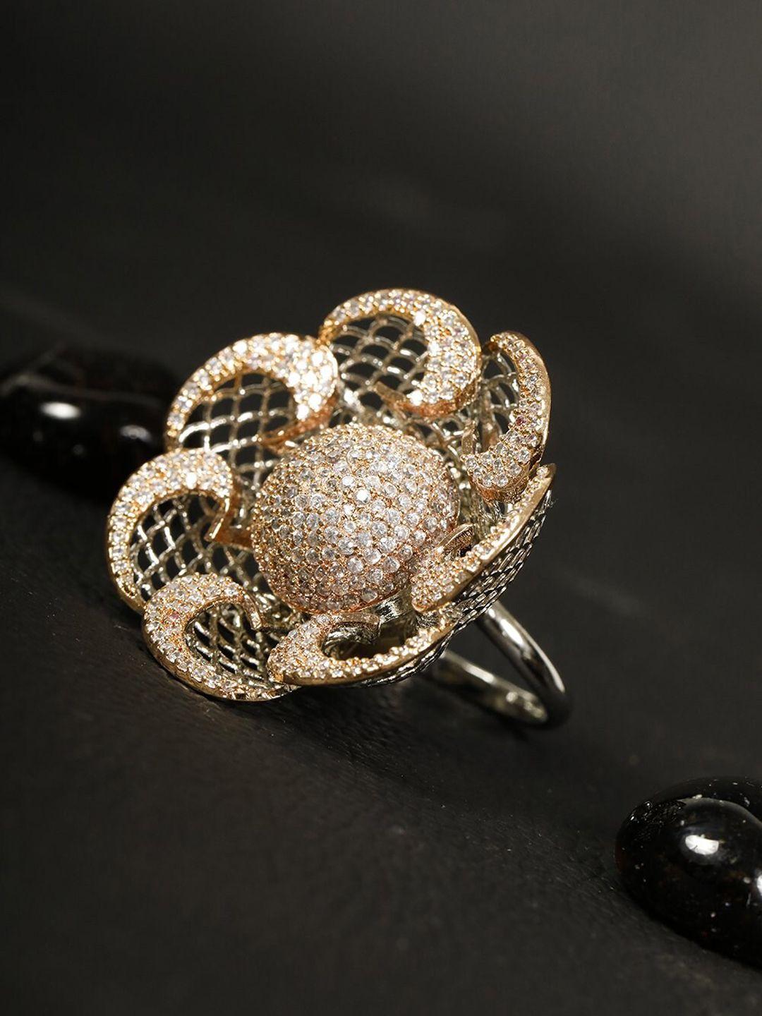 priyaasi gold-plated stone-studded finger ring