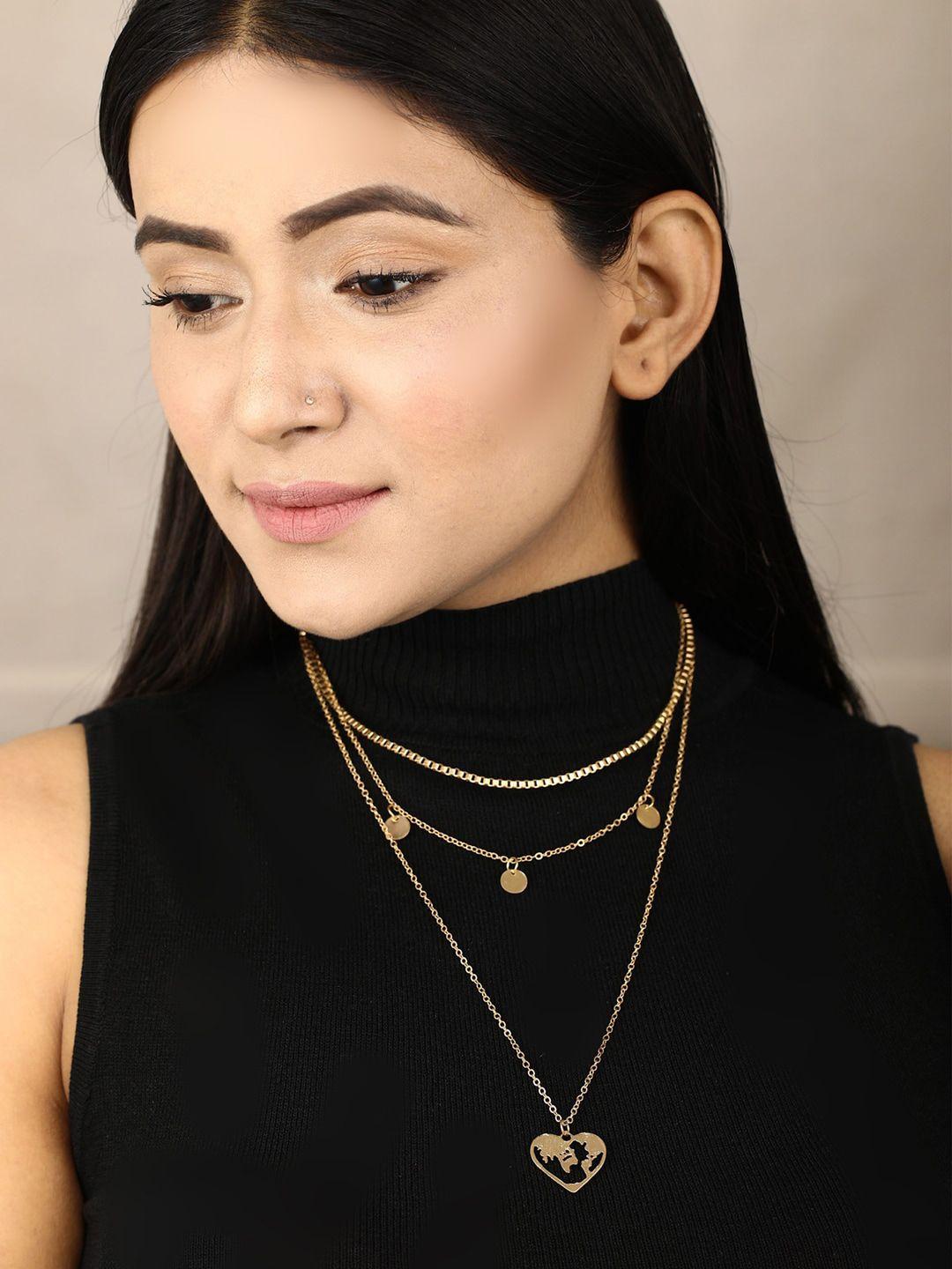 priyaasi gold-toned brass gold-plated layered necklace