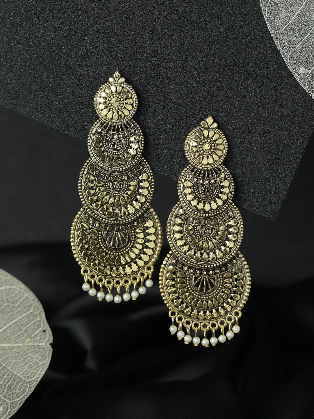 priyaasi gold-toned contemporary chandbalis earrings