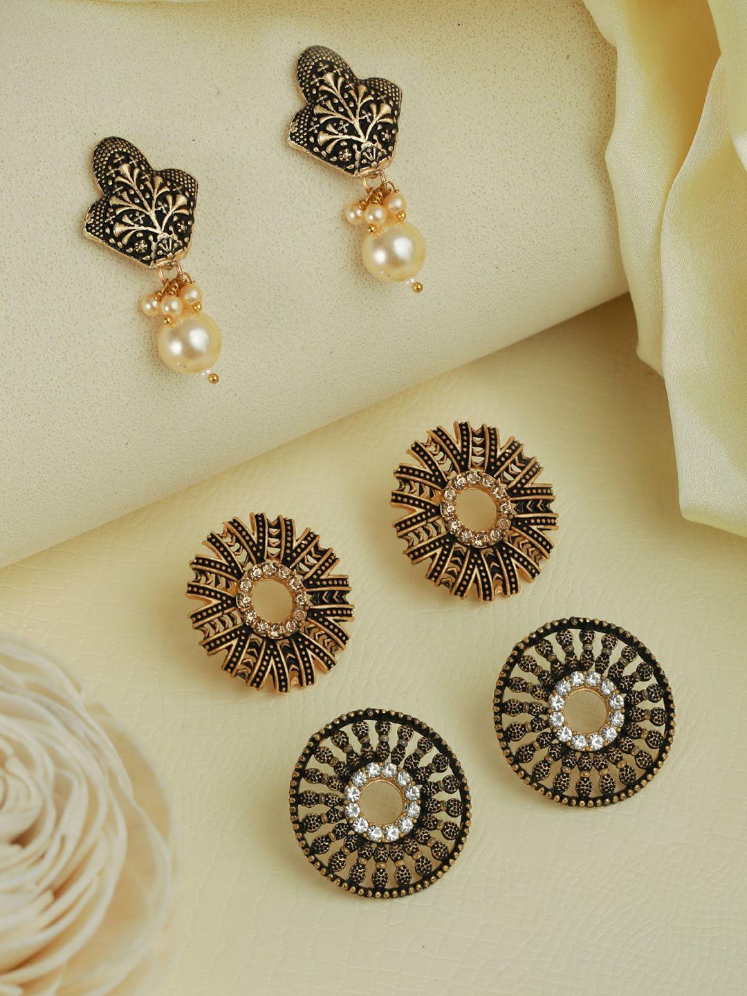 priyaasi gold-toned contemporary studs earrings