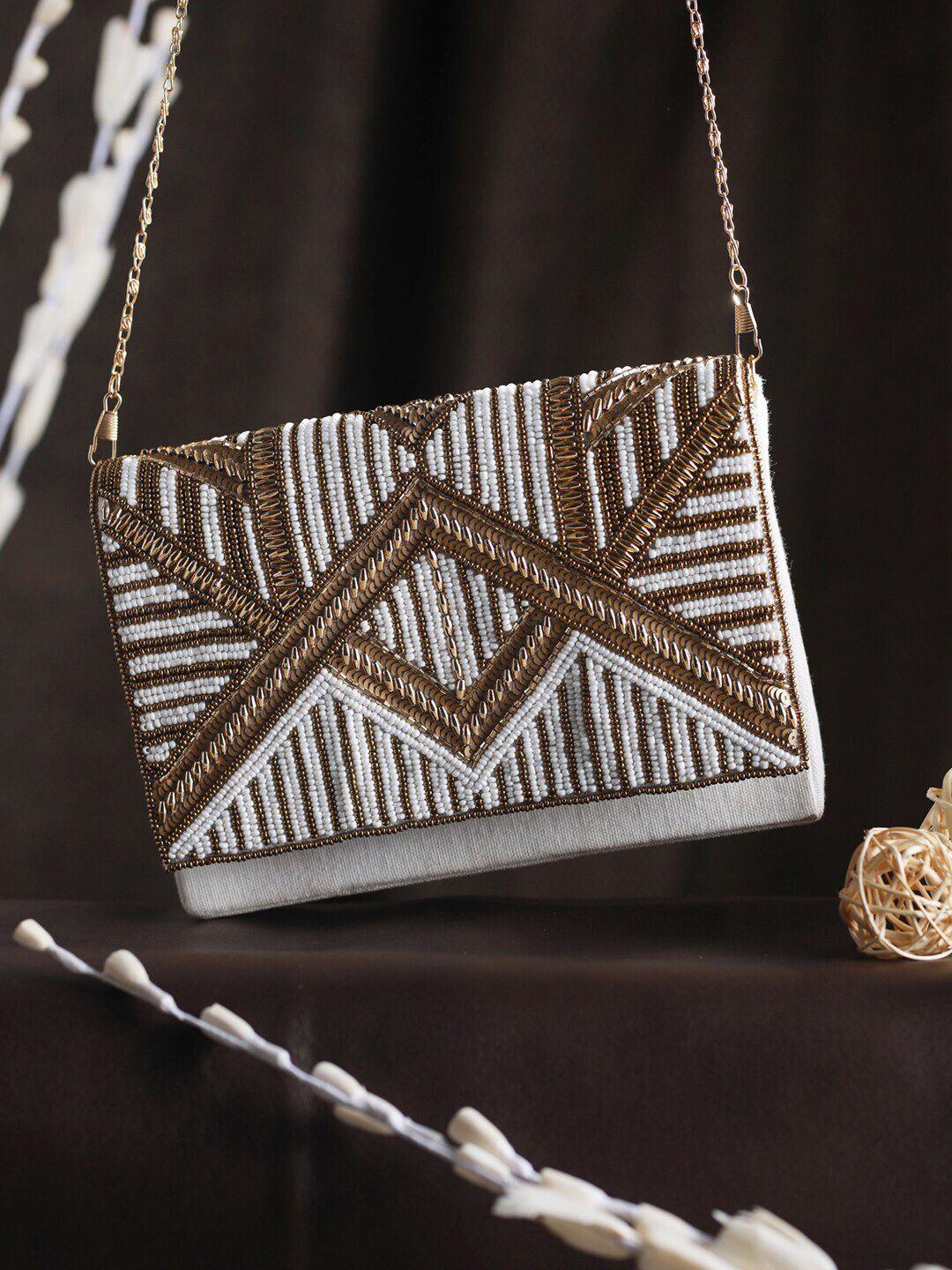 priyaasi gold-toned geometric embellished structured sling bag