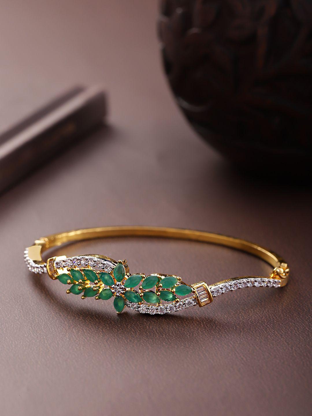 priyaasi green gold-plated stone-studded handcrafted bracelet