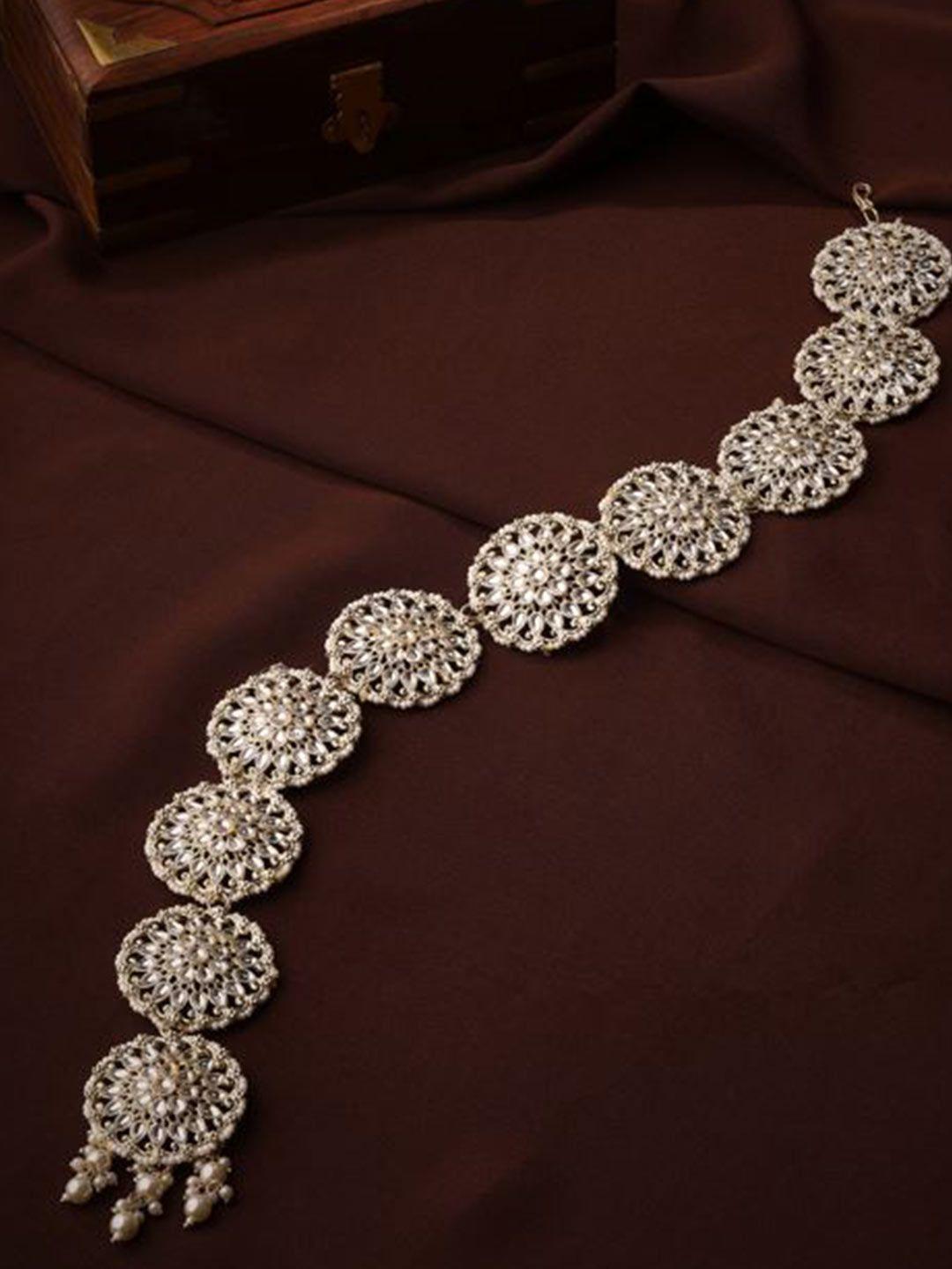 priyaasi kundan studded beaded maang tikka