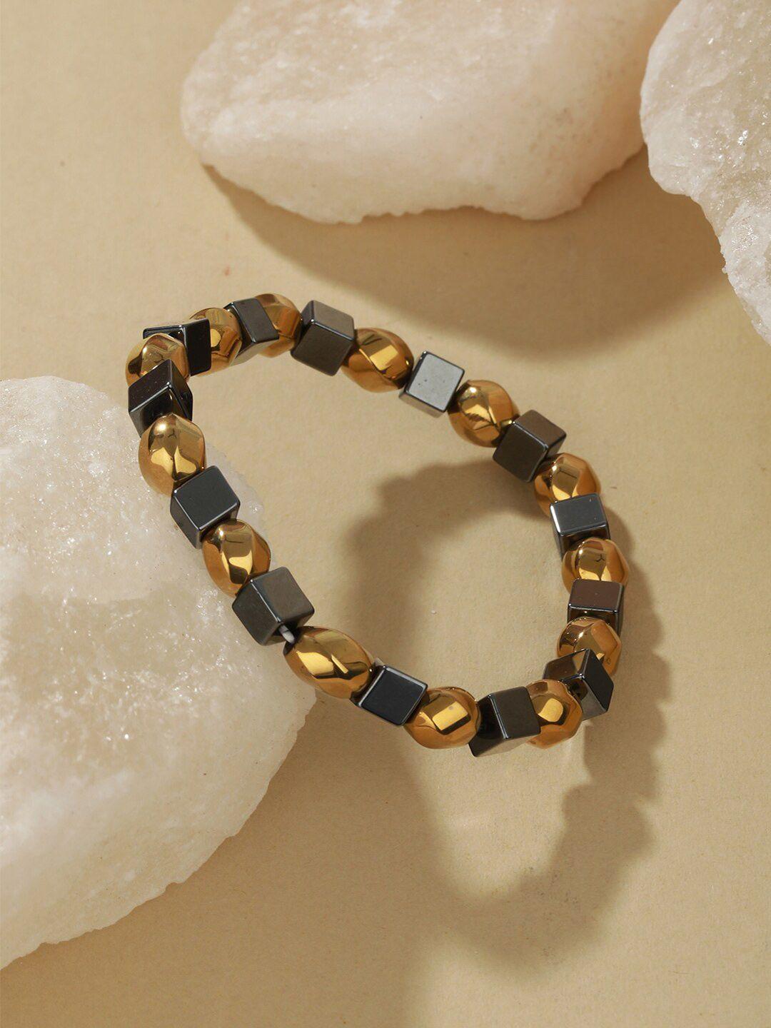 priyaasi men gold-plated twisted sphere cube bracelet