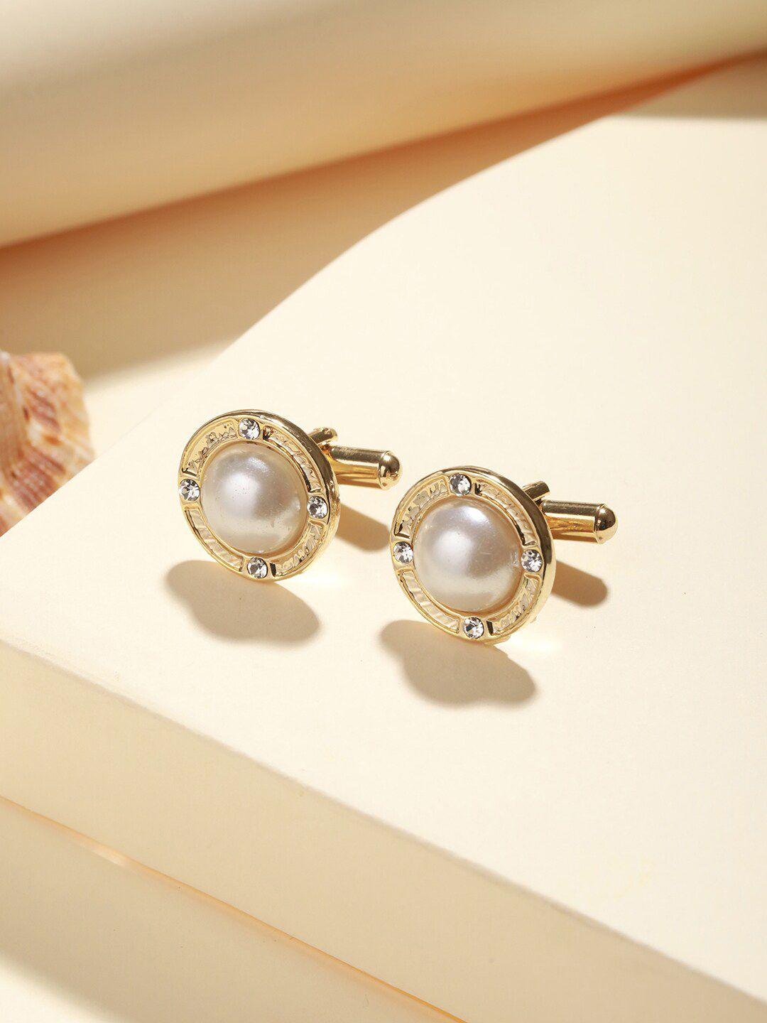 priyaasi pearl studded gold-plated cufflink