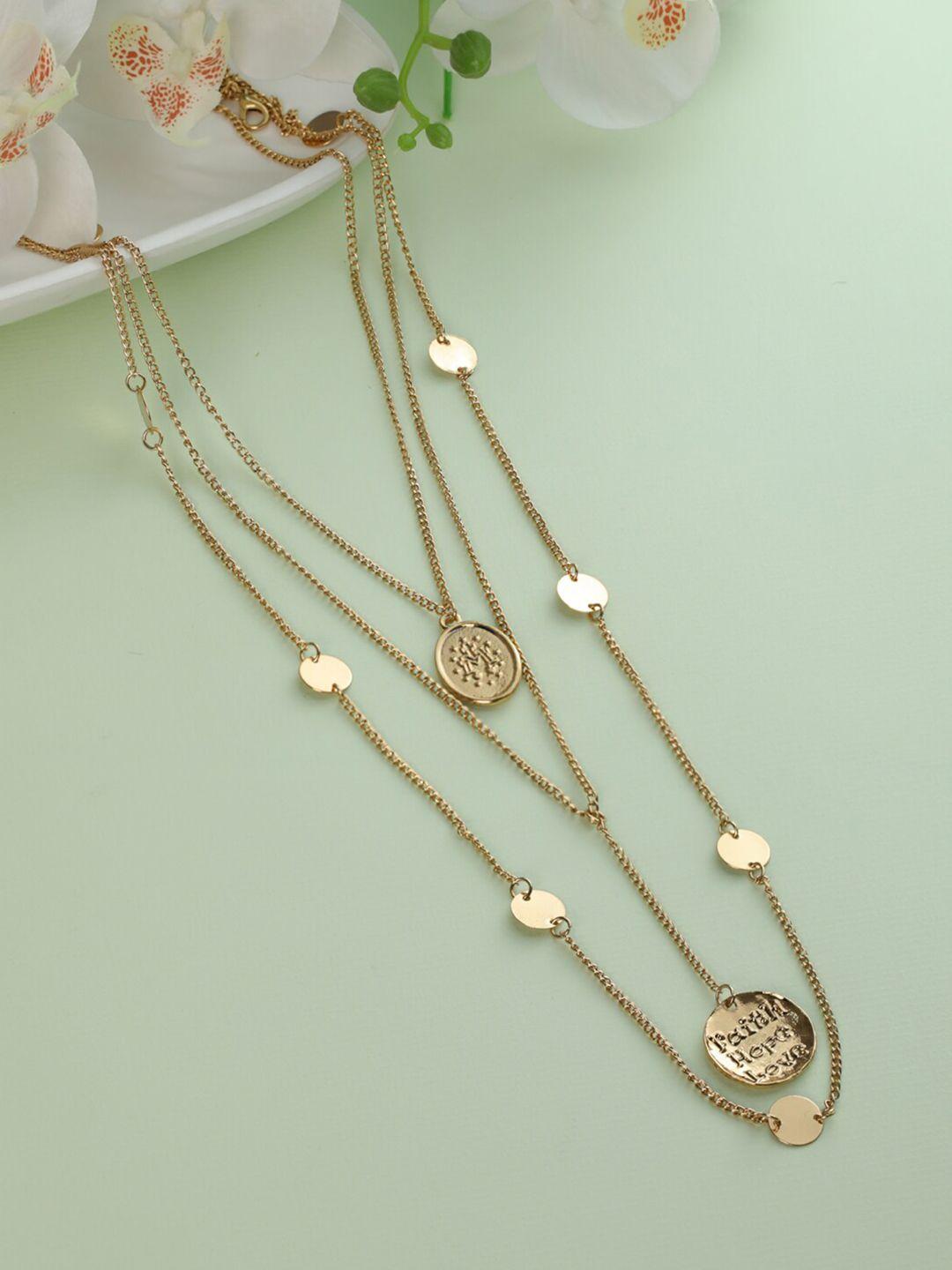 priyaasi rose gold-plated brass layered necklace