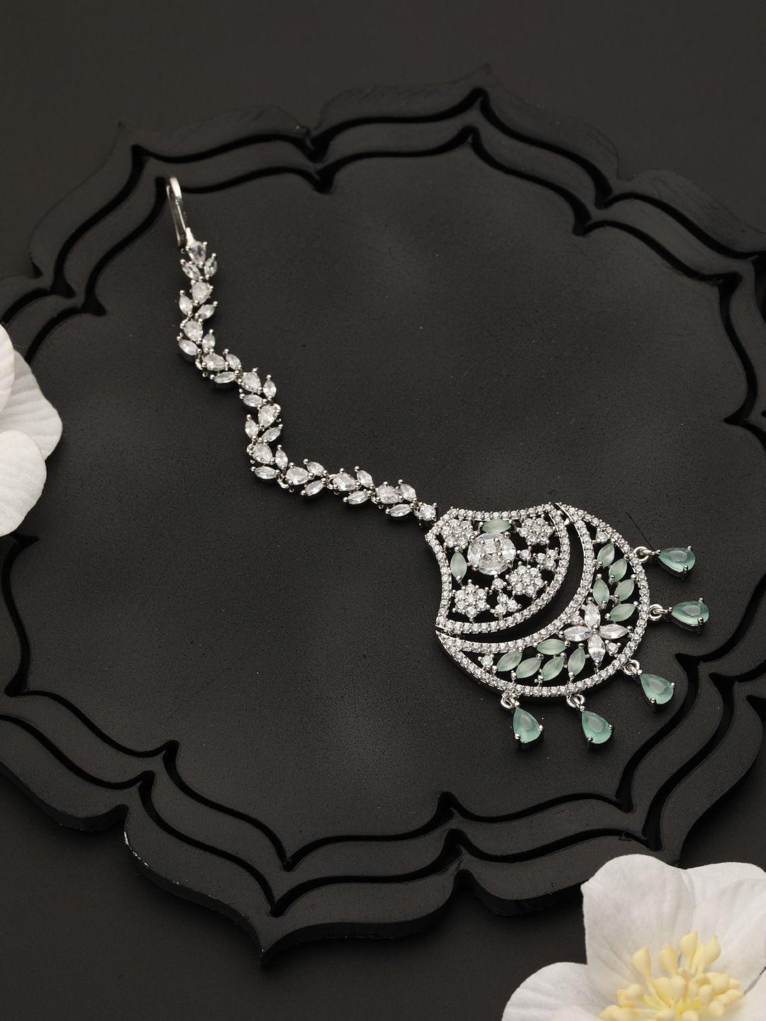 priyaasi silver-plated ad-studded maang tikka