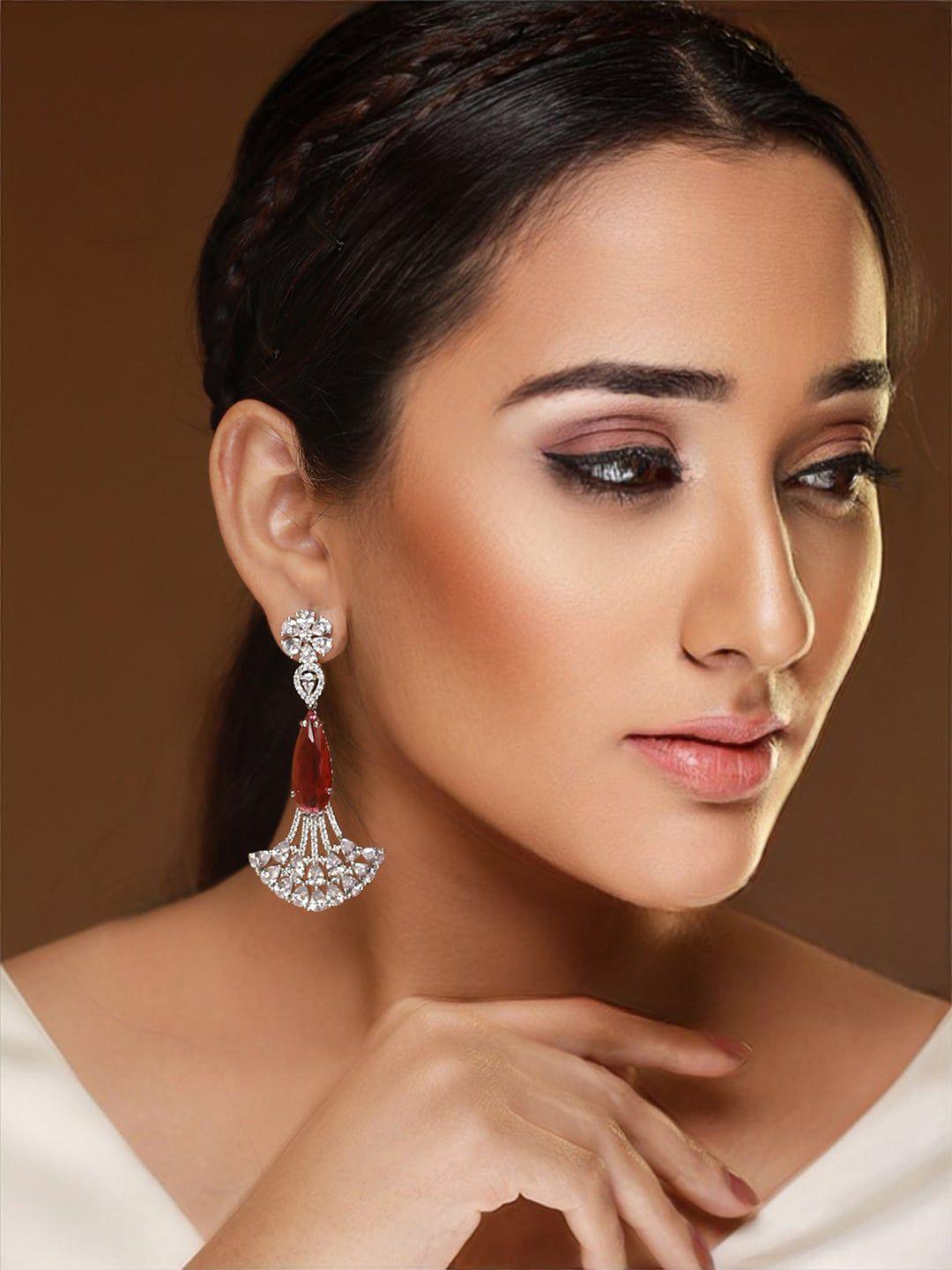 priyaasi silver-plated contemporary drop earrings