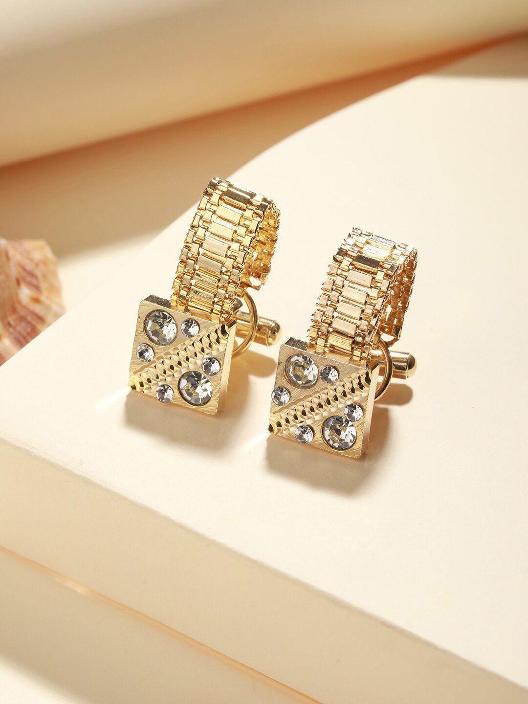 priyaasi studded square belt gold-plated cufflink