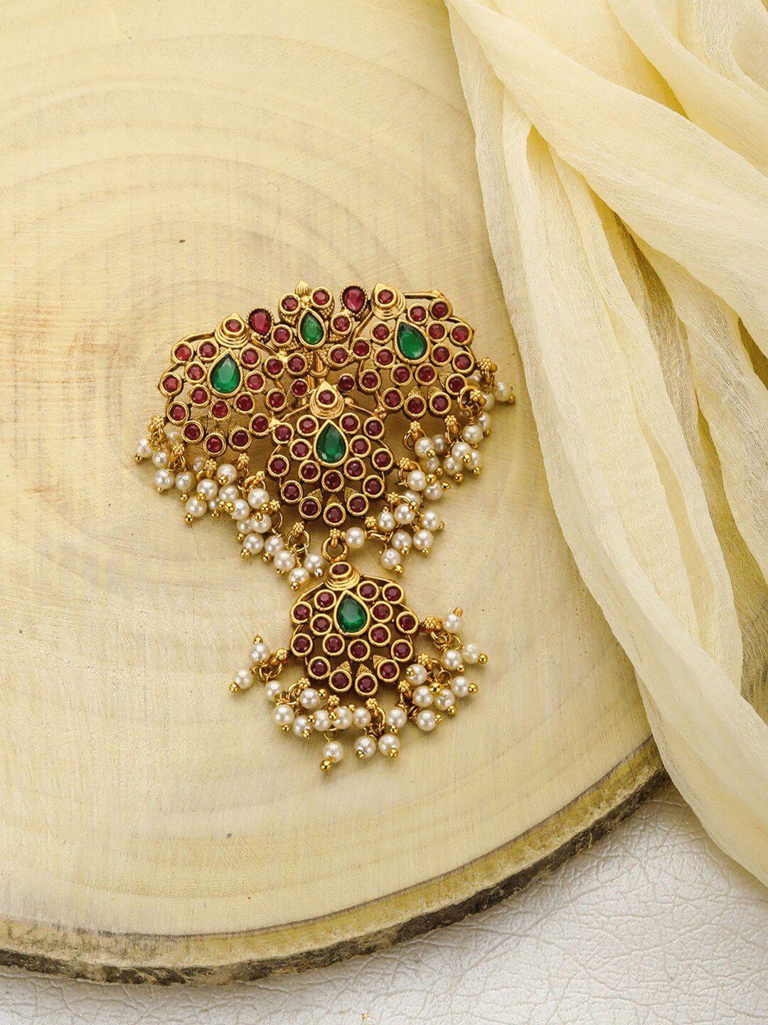 priyaasi women gold-toned & green hair accessory