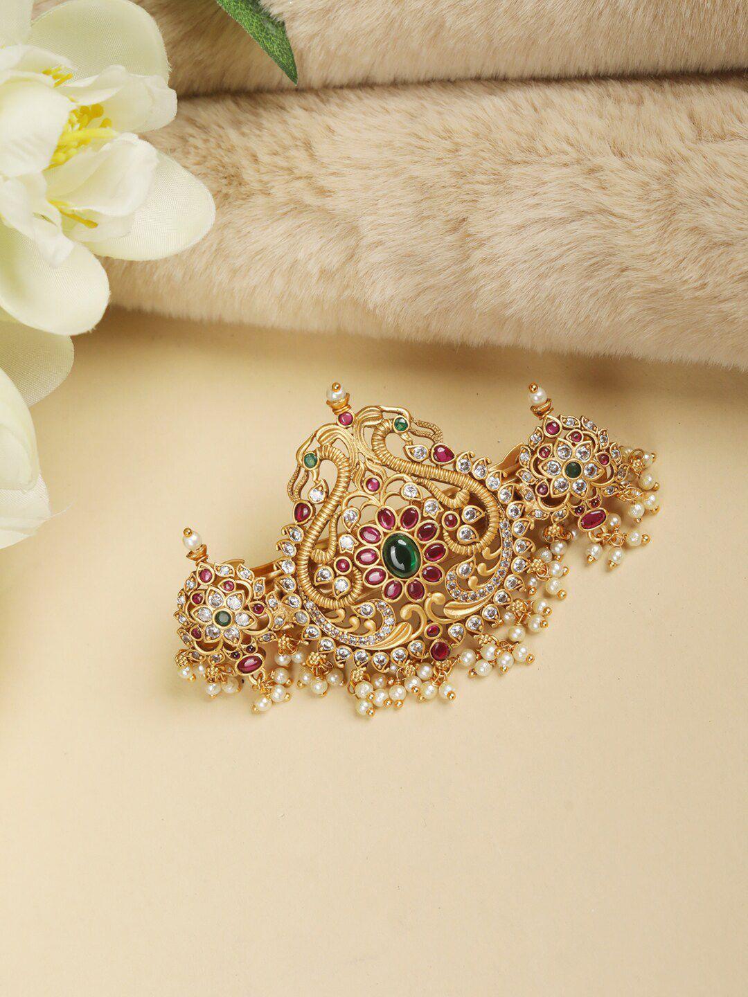 priyaasi women gold-toned & multicoloured embellished claw clip