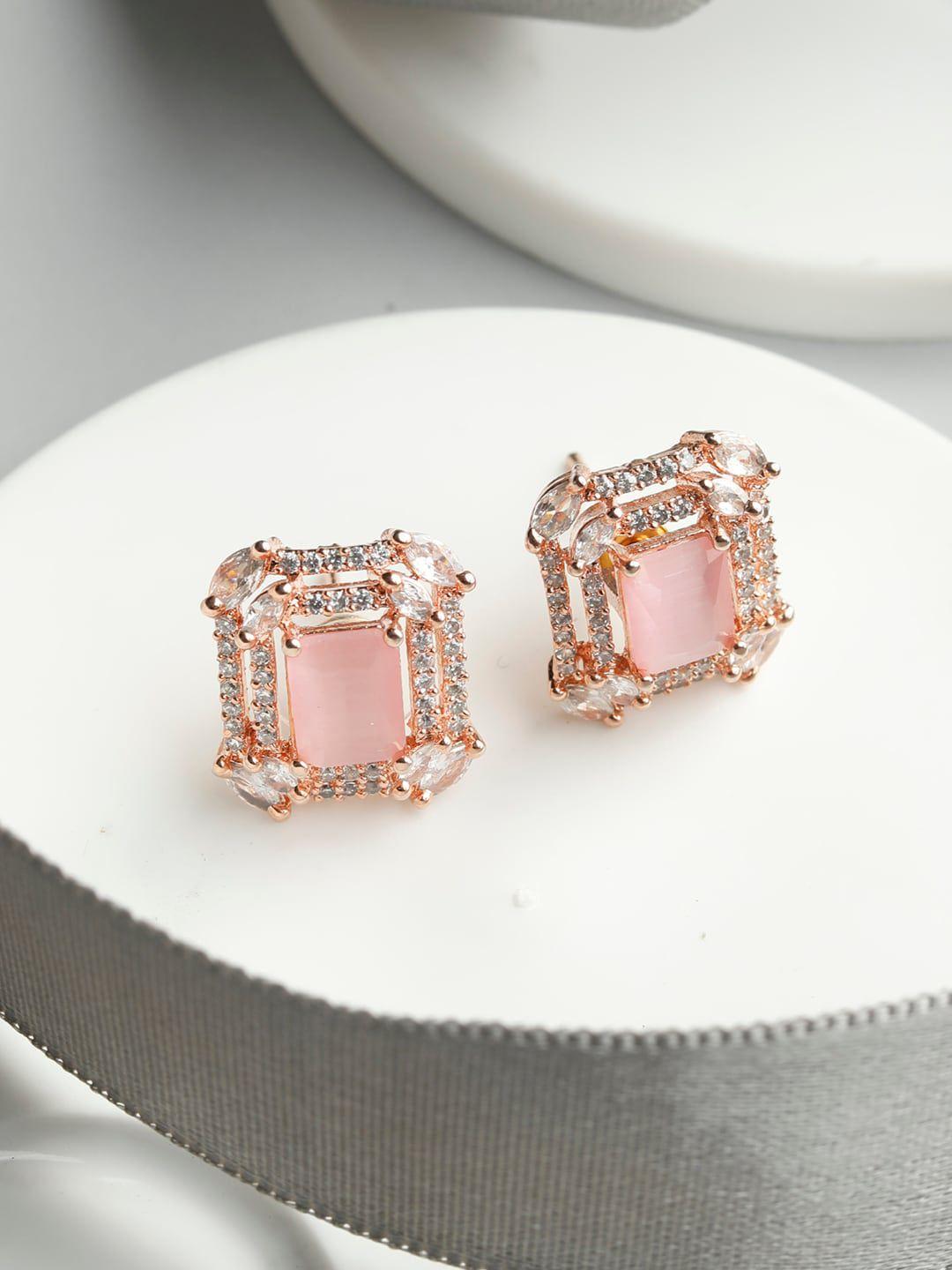 priyaasi women rose gold contemporary studs earrings