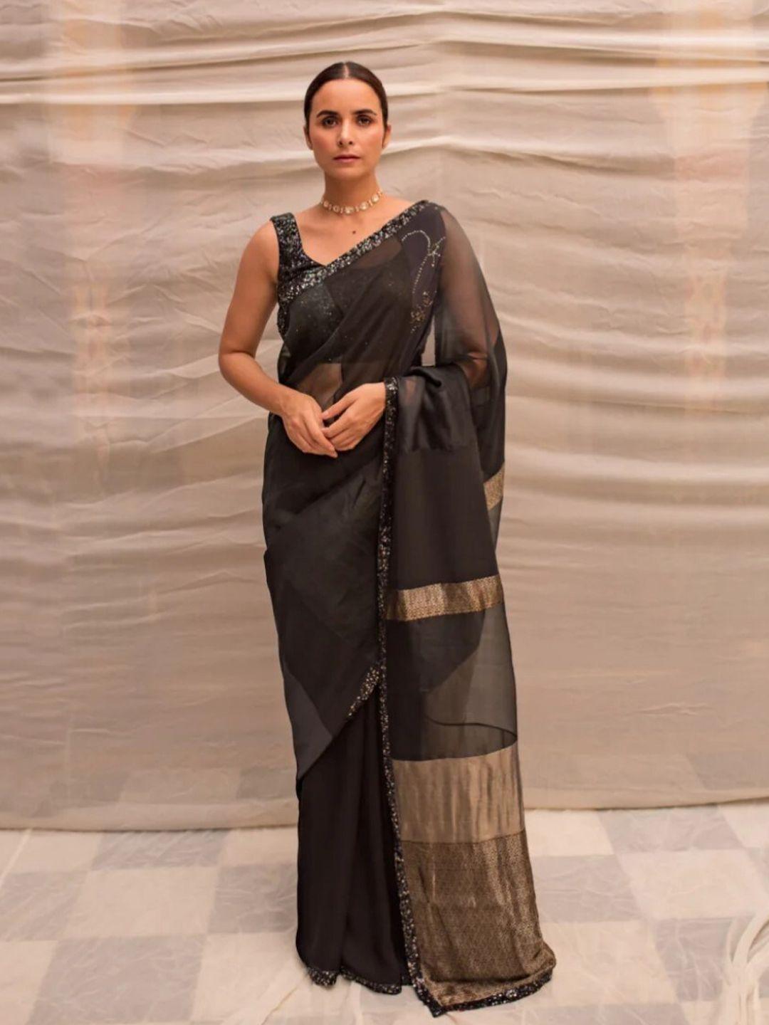 priyankaraajiv sequinned embroidered pure silk saree