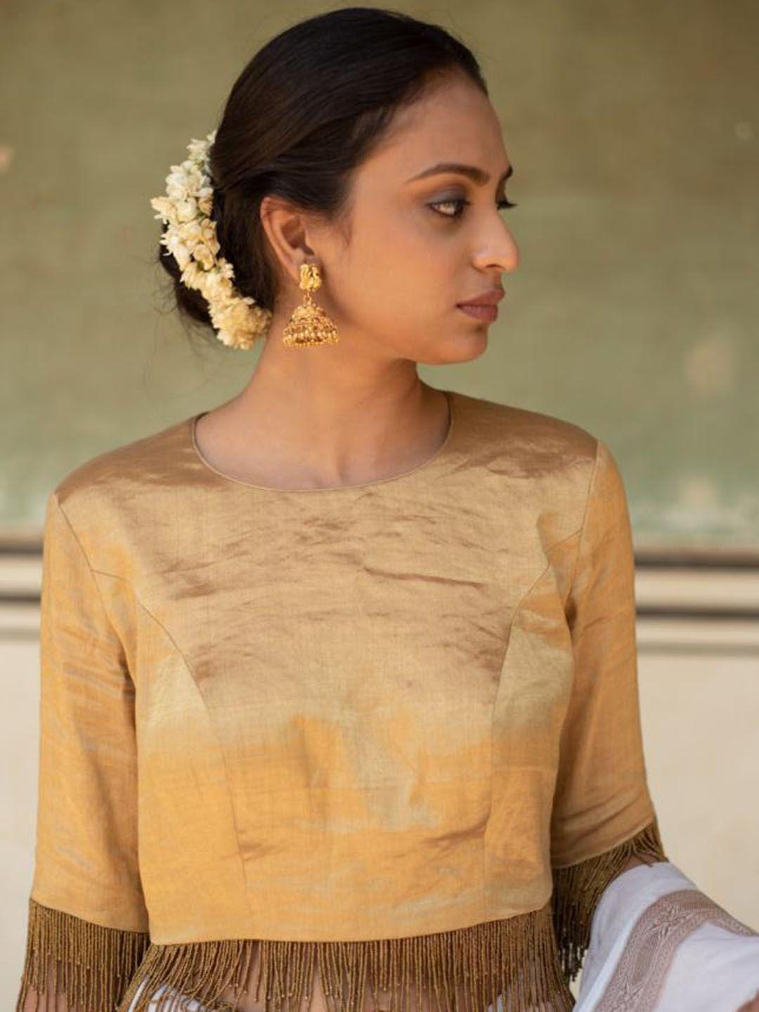 priyankaraajiv beadwork detailed saree blouse