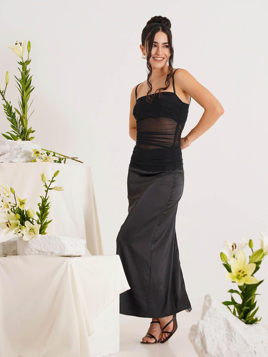 prizo black chiffon maxi dress