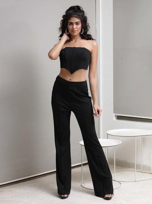 prizo black crop top with trousers