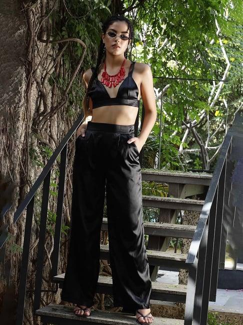 prizo black crop top with trousers