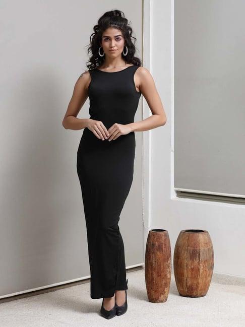 prizo black slim fit gown