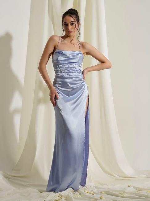 prizo light blue slim fit maxi dress