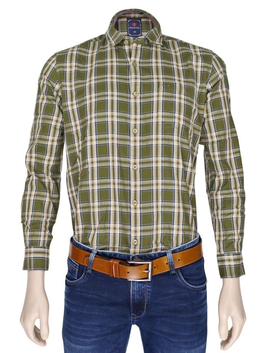 pro'static casual cotton checked shirt