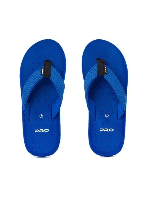 pro by khadims men's blue flip flops