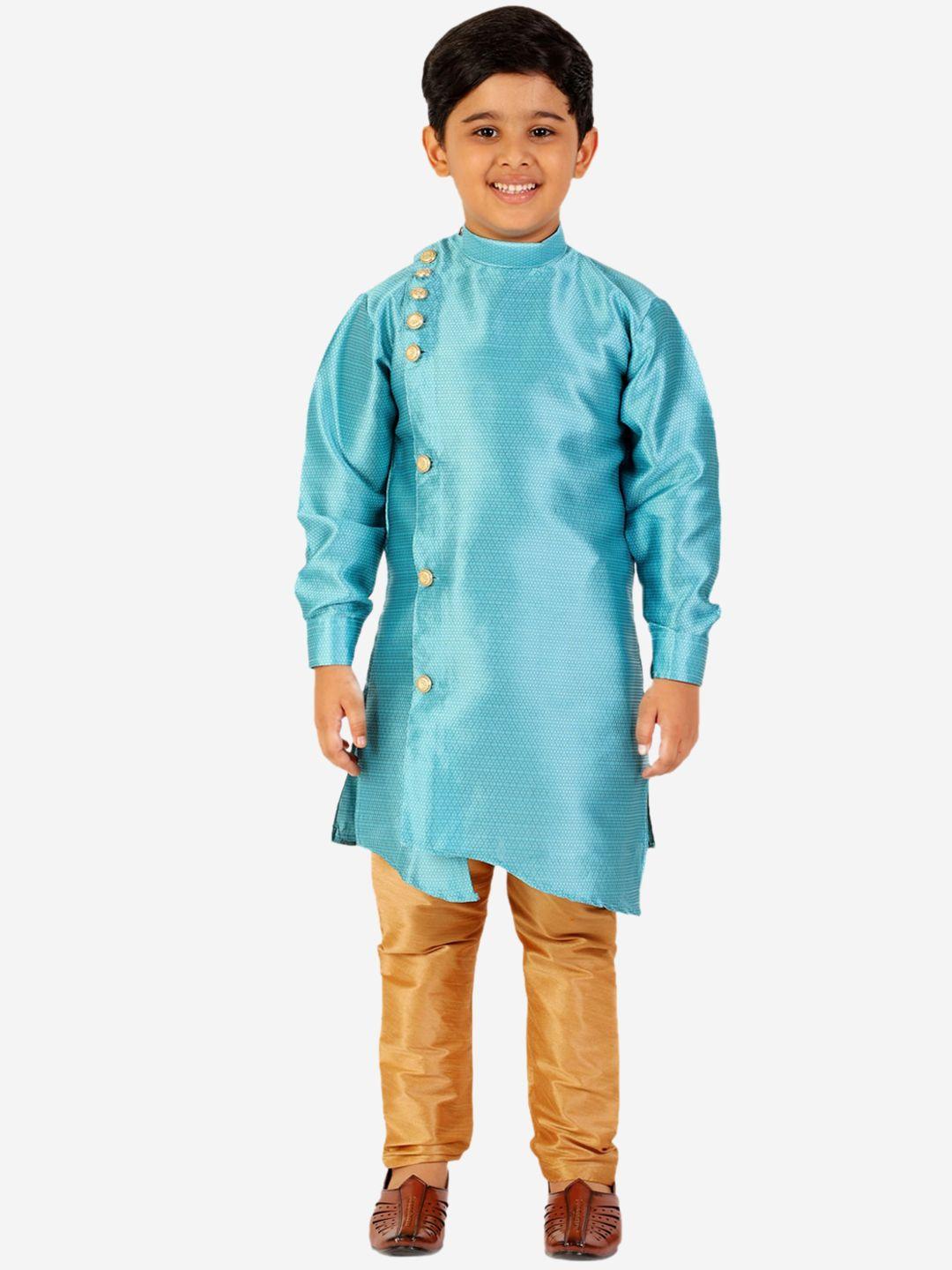 pro-ethic-style-developer-boys-turquoise-blue-angrakha-pure-silk-kurta-with-pyjamas