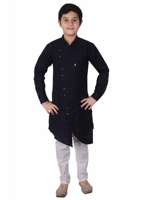 pro-ethic style developer kids navy & white solid full sleeves kurta with pyjamas