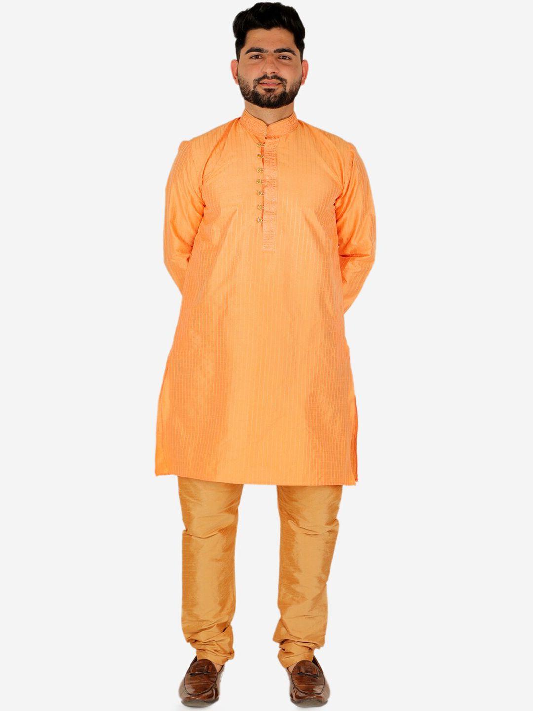 pro-ethic style developer  orange pure silk kurta with churidar