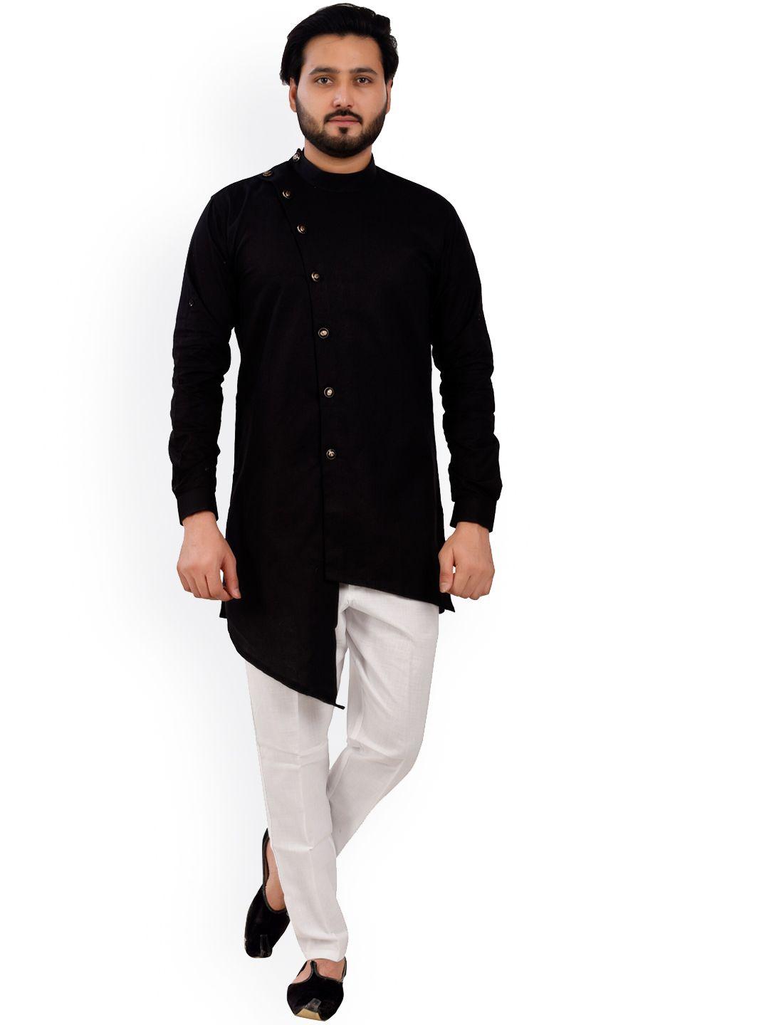 pro-ethic style developer band collar asymmetric kurta with pyjamas