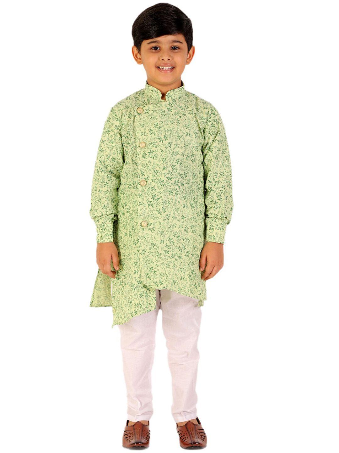 pro-ethic style developer boys asymmetric floral printed kurta with pyjamas