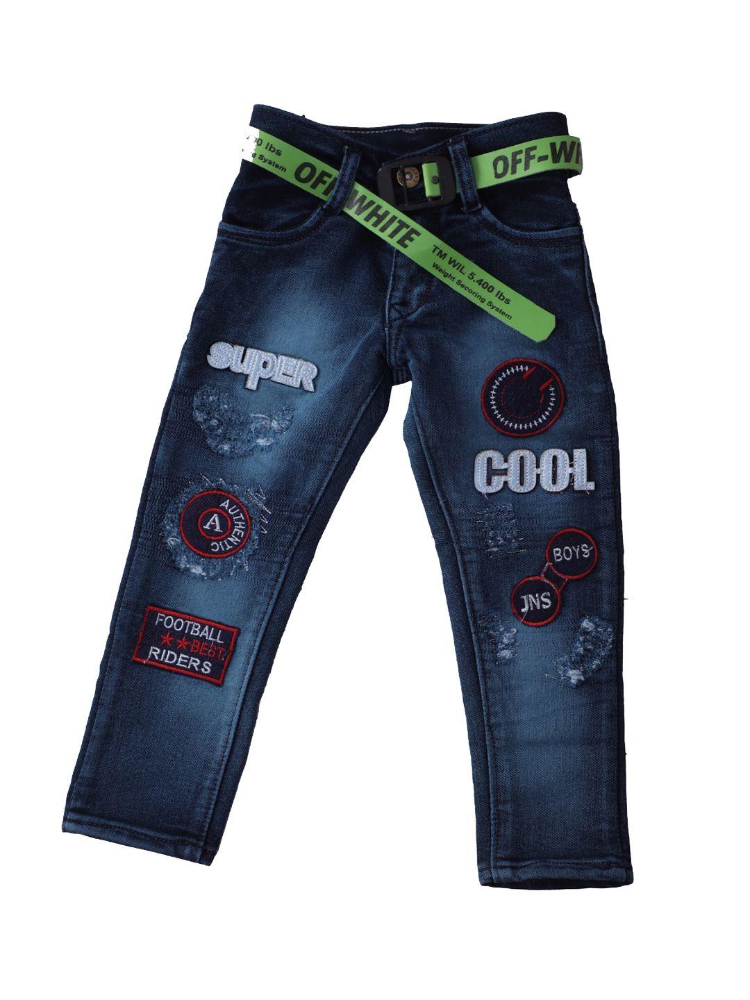 pro-ethic style developer boys blue jean mildly distressed light fade applique stretchable