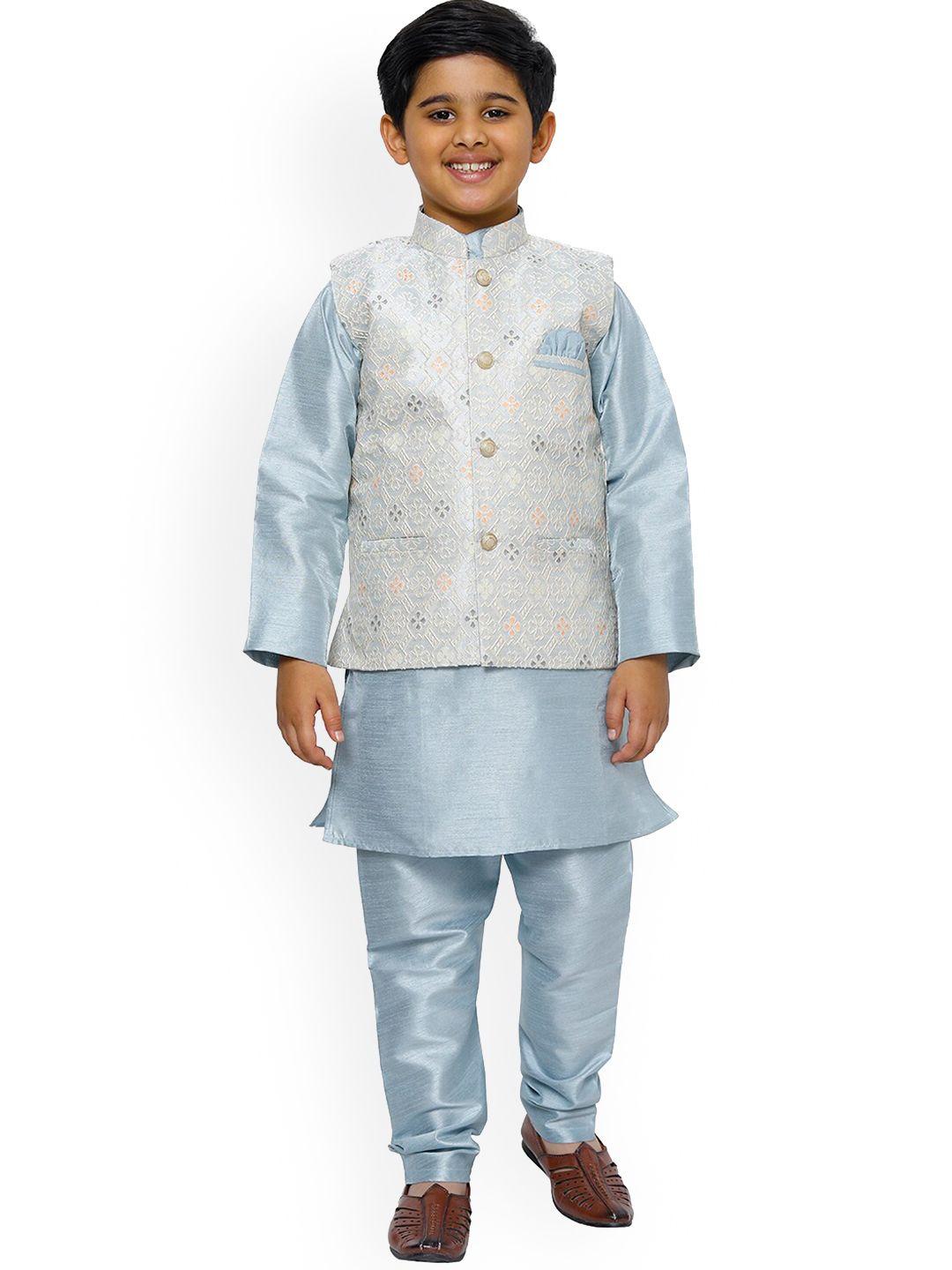 pro-ethic style developer boys embroidered kurta with pyjamas & jacket