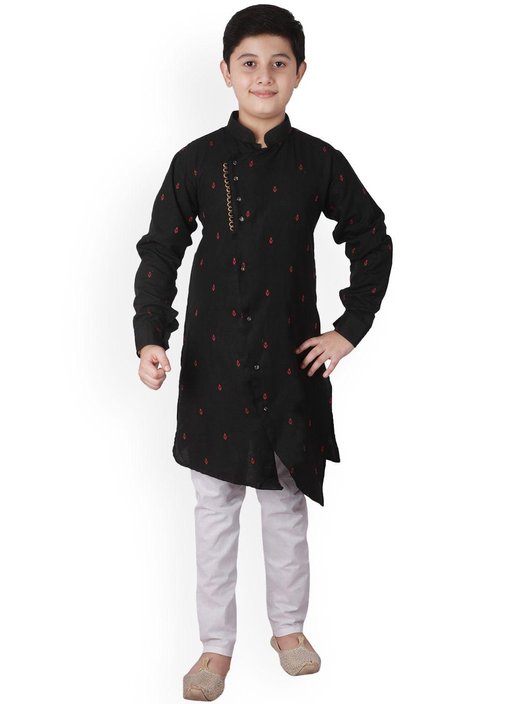 pro-ethic style developer boys ethnic motifs printed angrakha kurta with pyjamas