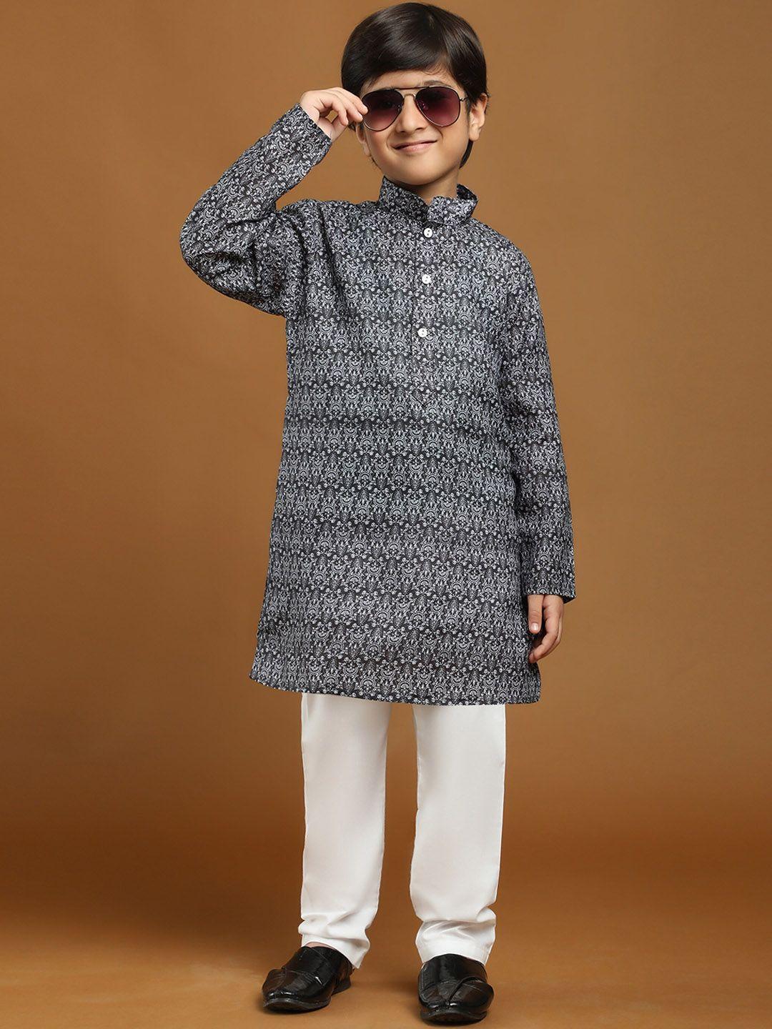 pro-ethic style developer boys ethnic motifs printed regular kurta with pyjamas