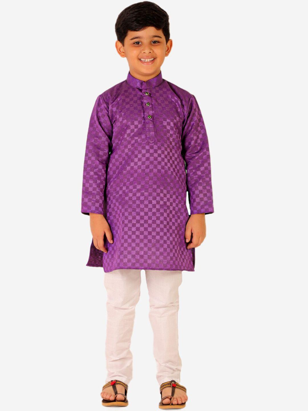 pro-ethic style developer boys ethnic motifs printed straight kurta with pyjamas