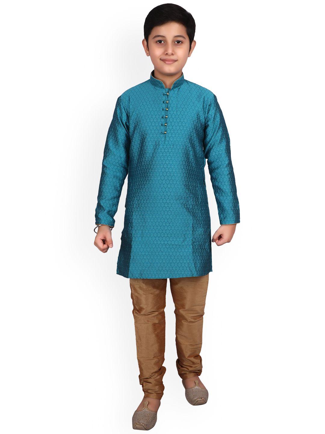 pro-ethic style developer boys ethnic motifs woven design kurta with pyjamas