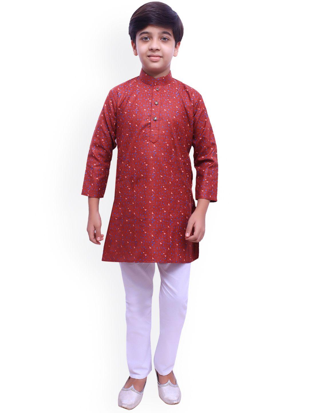 pro-ethic style developer boys geometric printed kurta with pyjamas