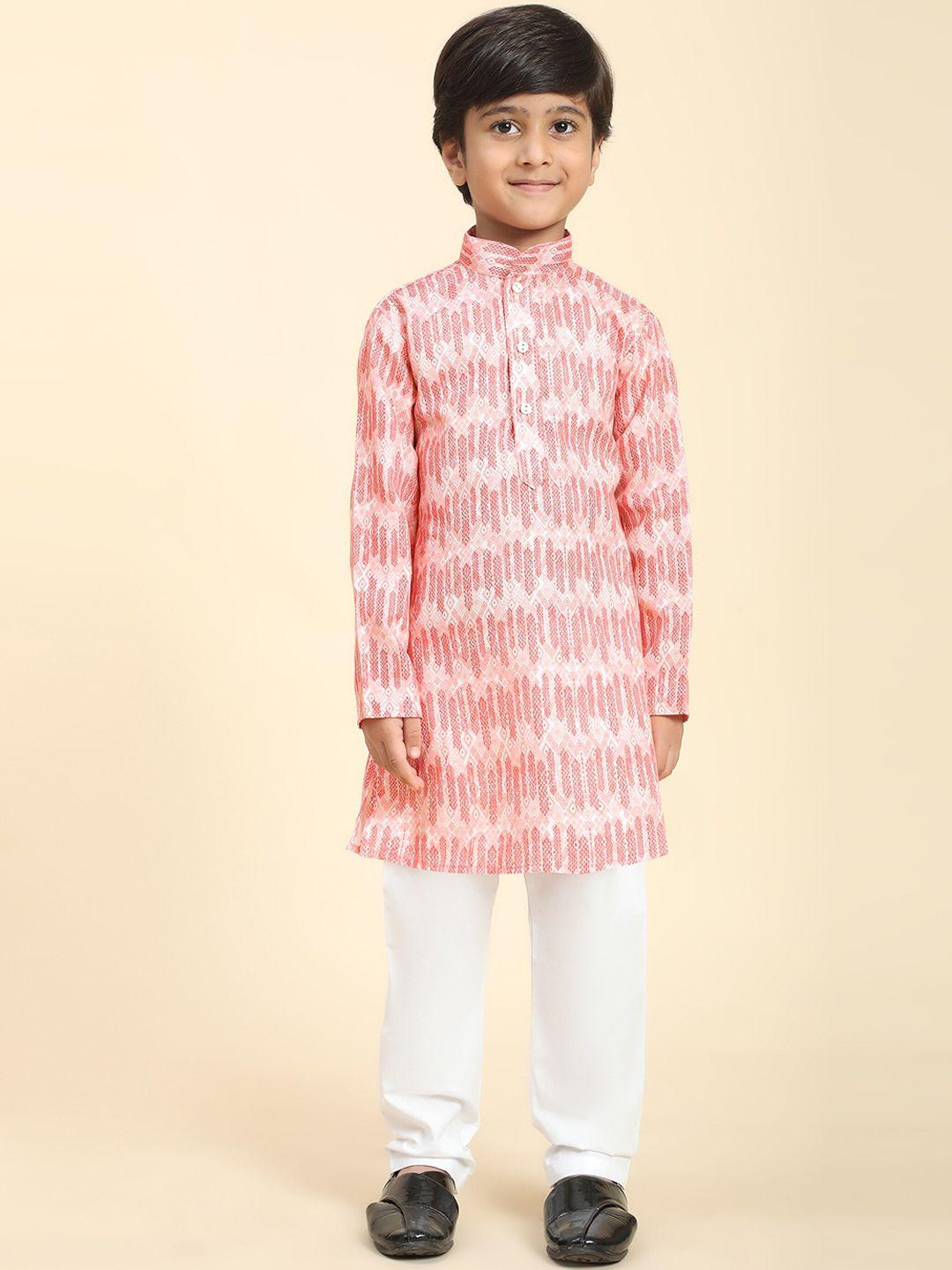 pro-ethic style developer boys geometric printed kurta with pyjamas