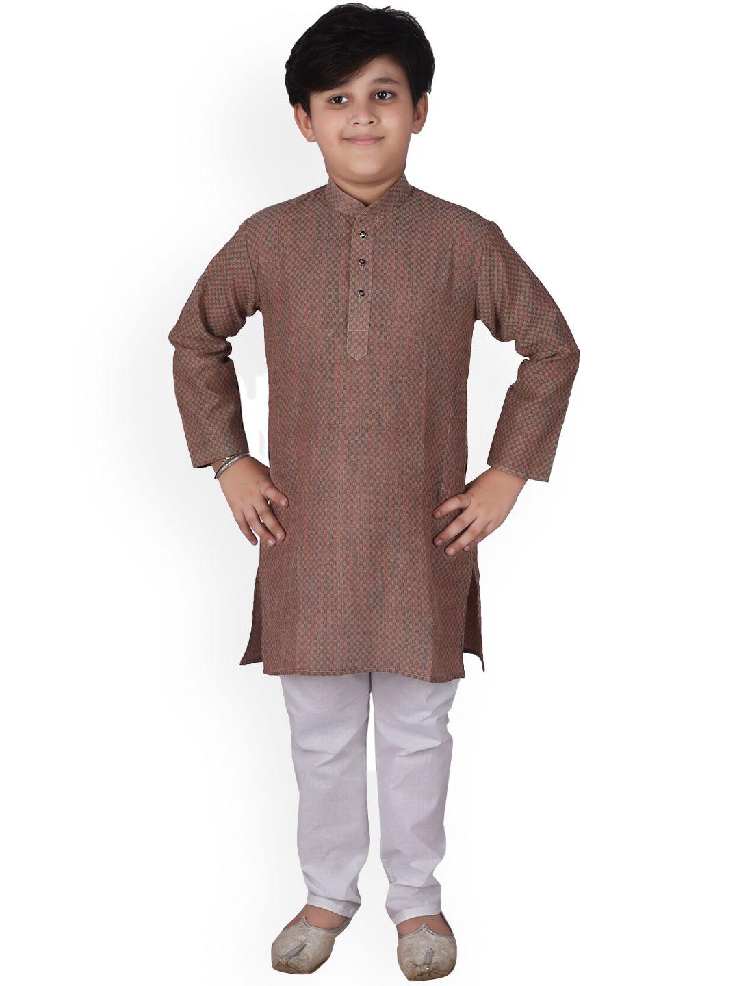 pro-ethic style developer boys geometric woven design kurta with pyjamas