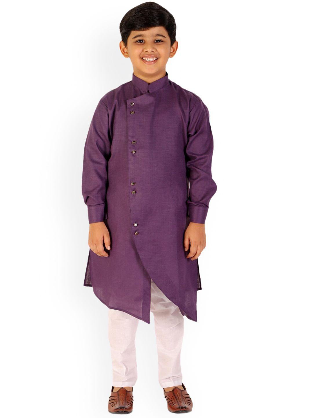 pro-ethic style developer boys mandarin collar asymmetric kurta with pyjamas