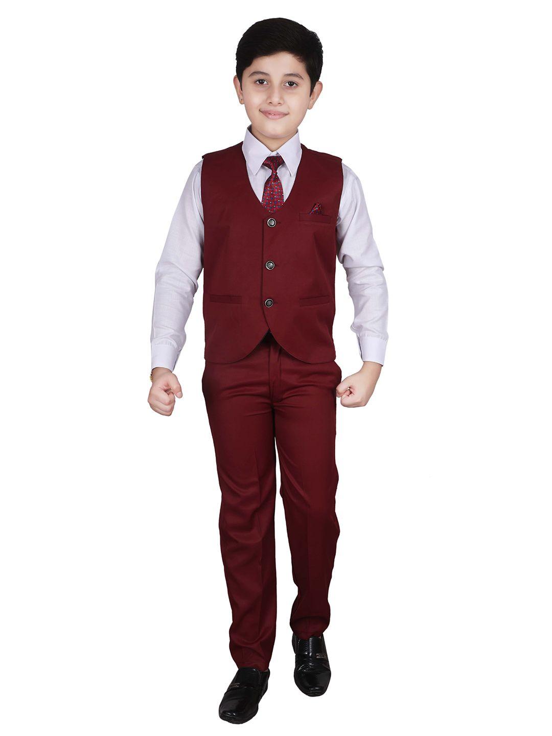 pro-ethic style developer boys maroon & white shirt with trousers & coat