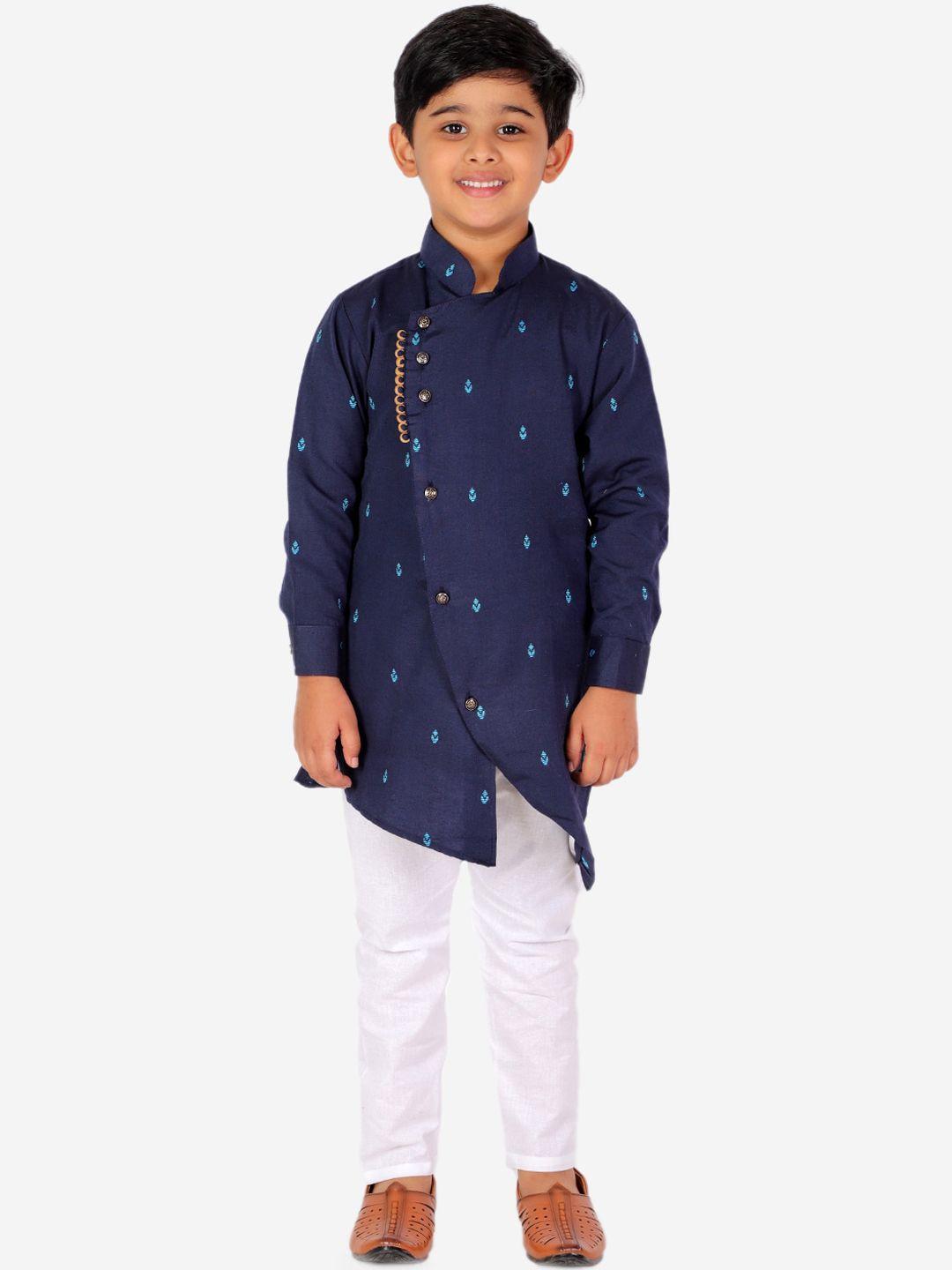 pro-ethic style developer boys navy blue angrakha kurta with pyjamas