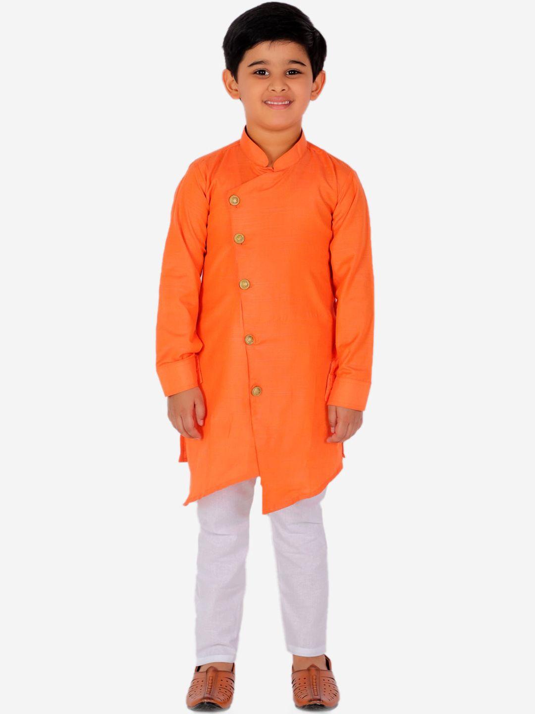 pro-ethic style developer boys orange angrakha kurta with trousers